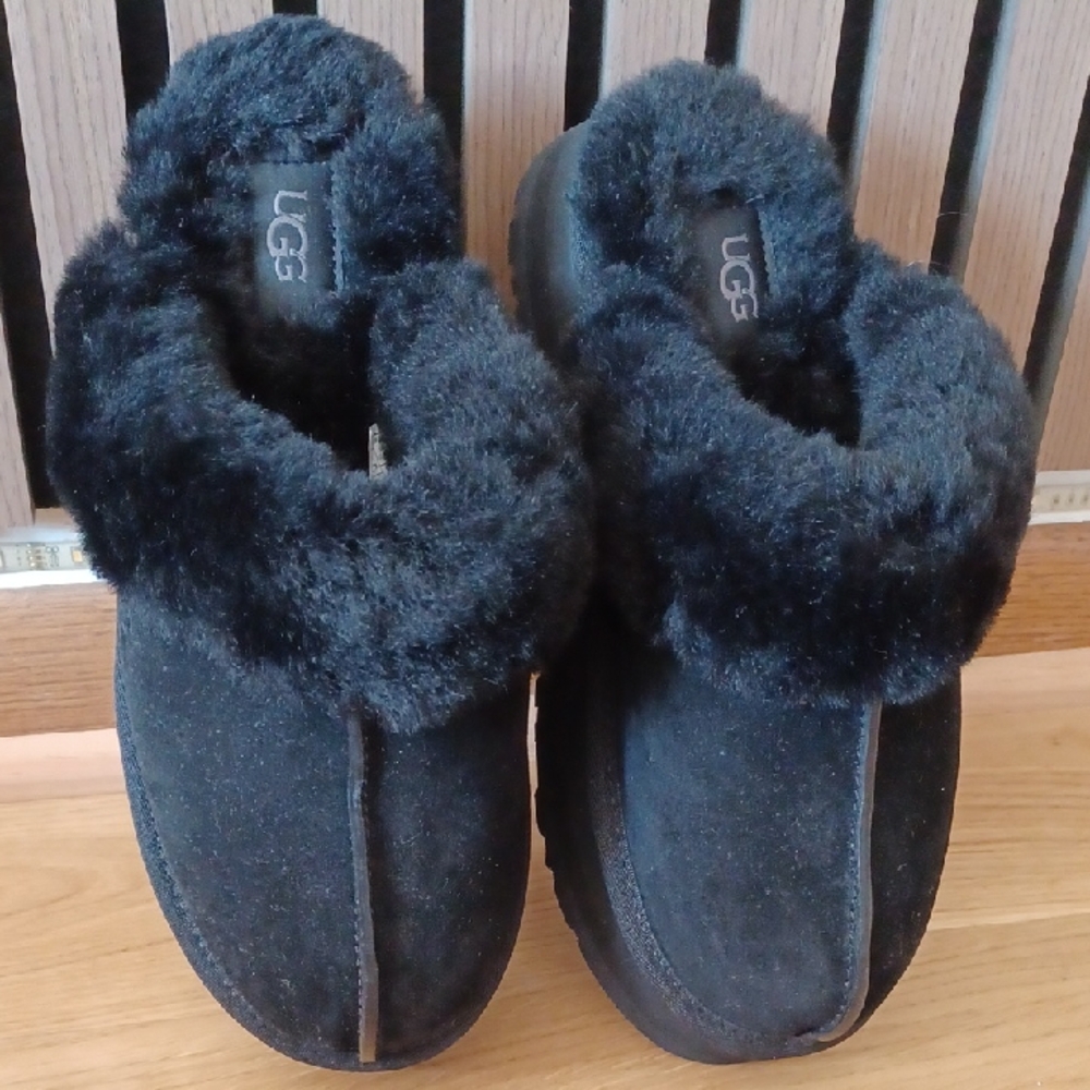UGG Black Plush Slippers New without tag and box